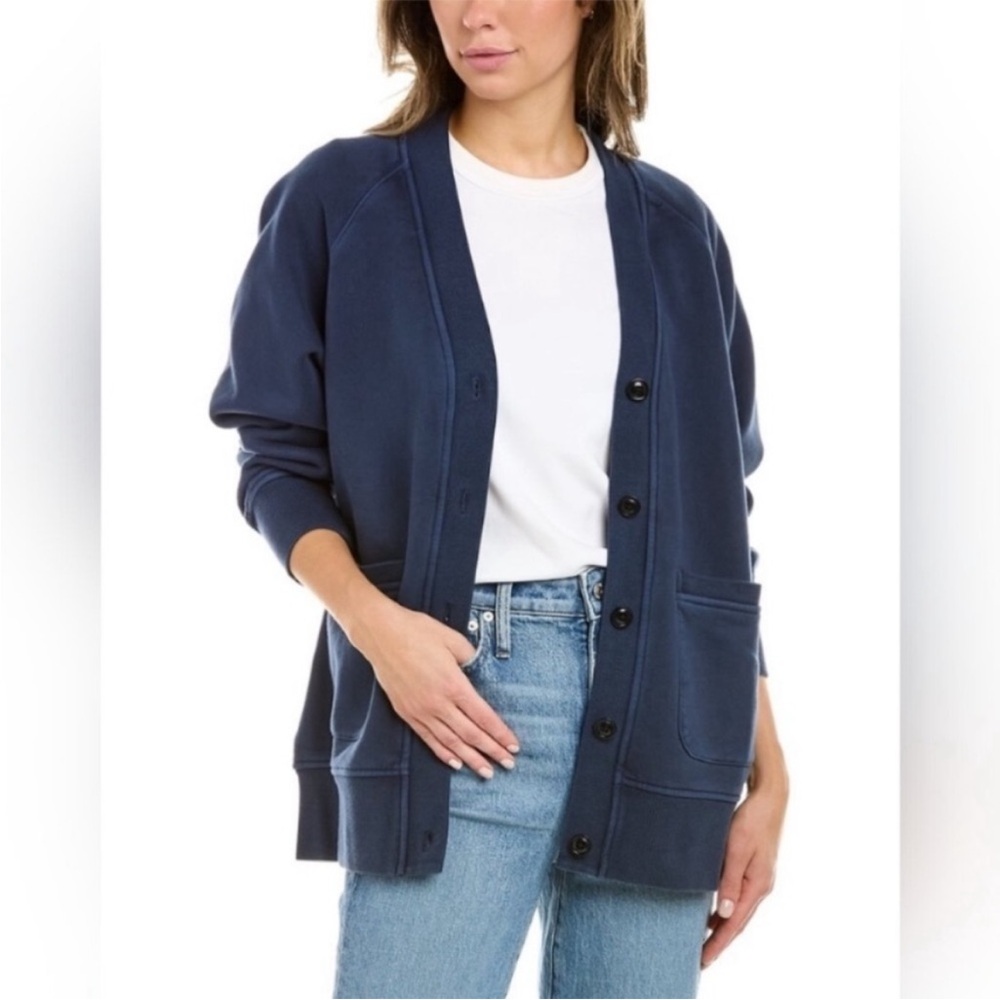 Alex Mill Fleece Cardigan David in Faded Navy
